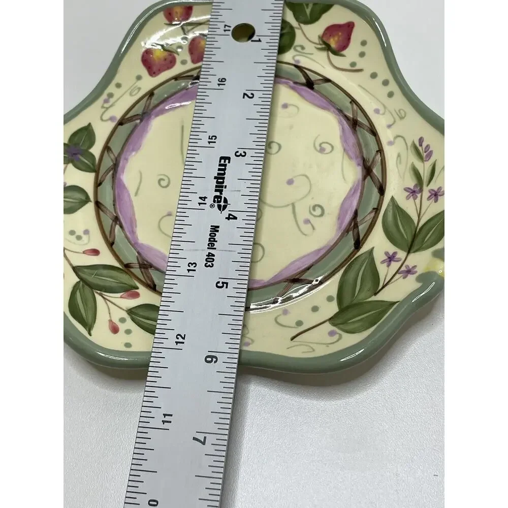 Partylite Strawberry Fields Candle Ceramic Plate EUC Retired Home Decor 6 Inches - Picture 7 of 8